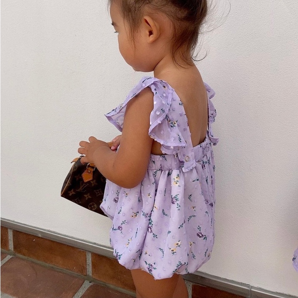 SUN PEONY COCONUT Floral Lilac Romper